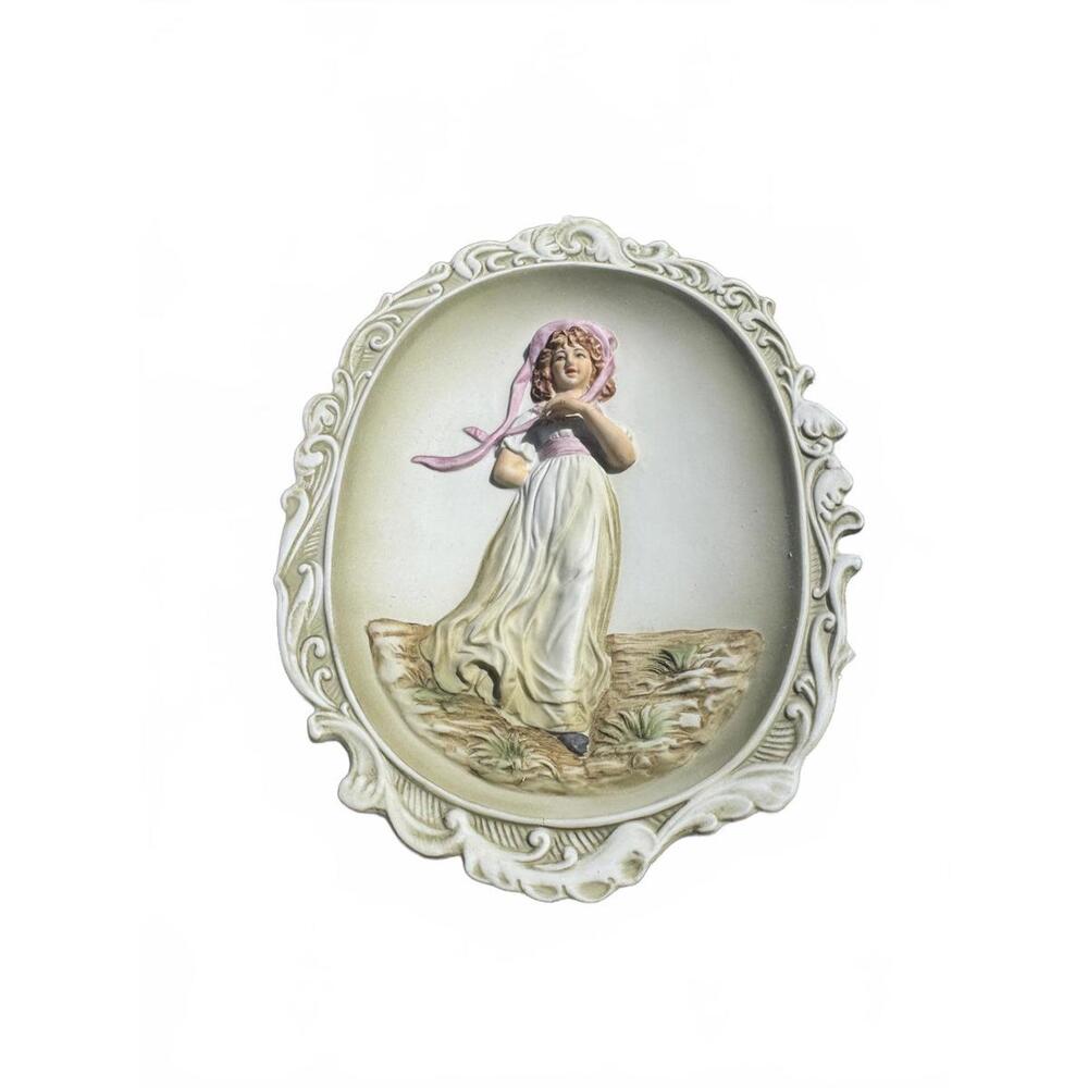 Vintage Lefton China "Pinkie" and "Blue Boy" Wall Plaques